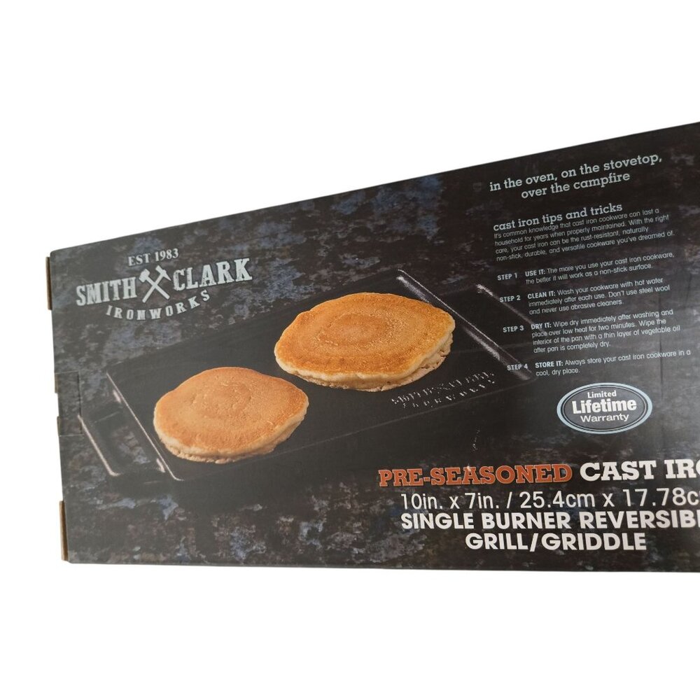 NIB Smith & Clark Cast Iron Reversible Grill/Griddle – 10"x7" Single Burner - Picture 4 of 4